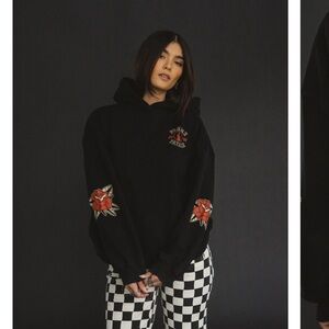 Black Floral Sleeve Hoodie Women’s Sweatshirt